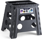Delxo Folding Step Stool 13 inch Height Heavy Duty Foldable Step Stools for Adults and Kids,Kitchen Small Collapsible Fold Up Stepping Stool 1 Pack in Grey Dotted Texture by Delxo