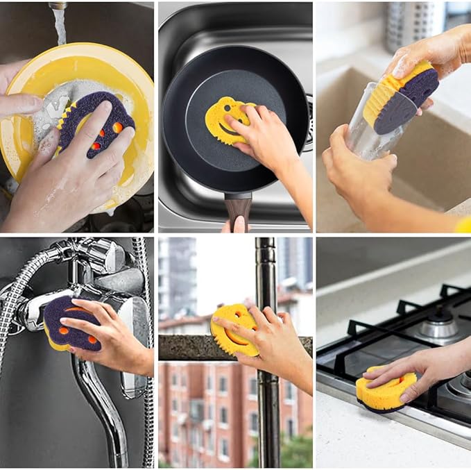 SmilePowo 12 Pack Frog Dual-Sided Multi-Functional Premium Cleaning Sponges - Image 6