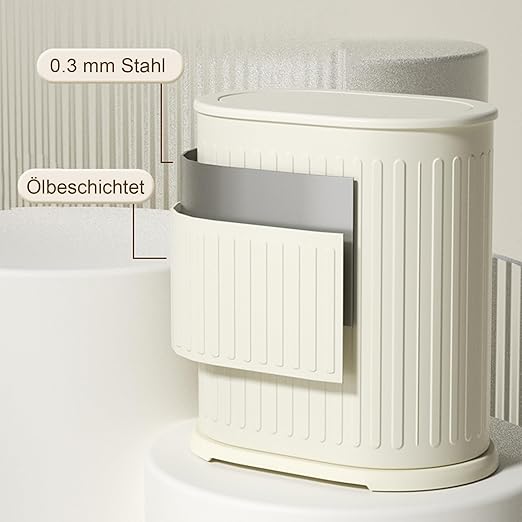 1.6 Gallon Trash Can with Lid, Small Bathroom Trash Can Wastebasket, Slim - Image 3