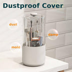 Toothbrush Holder with Cover 360 Rotating 4 Compartments Bathroom Toothpaste - Image 2