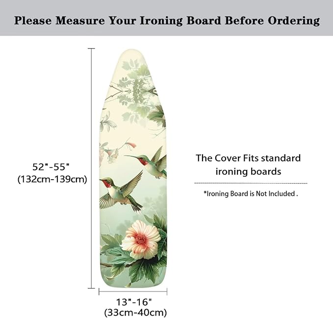 Hummingbird Floral Ironing Board Cover Resist Scorching and Staining, 15x54 - Image 5