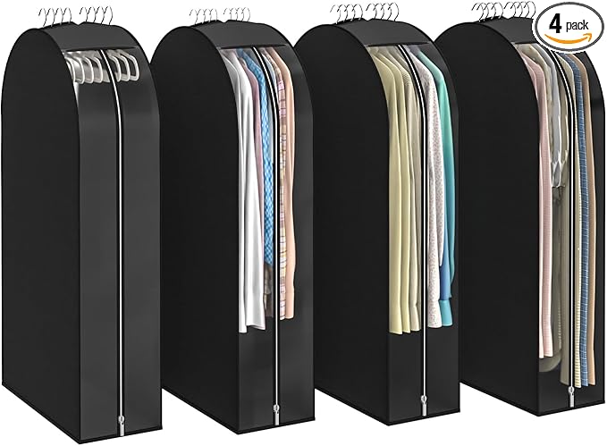 Black Garment Bags for Hanging Clothes 4 Packs, 10“ Gusseted and 43" Clothes by Unknown