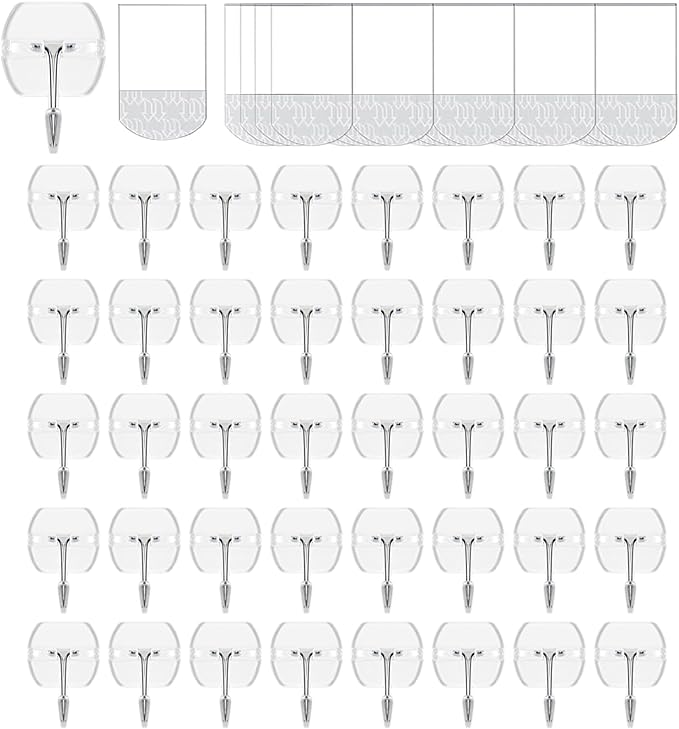 40 Hooks-50 Removable Strips, Damage Free Hanging Wall Hooks by CARAINBO