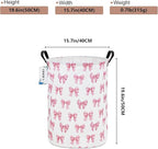 Round Foldable Girls' Storage Basket Kids Laundry Hamper Pink Gift Basket - Image 2