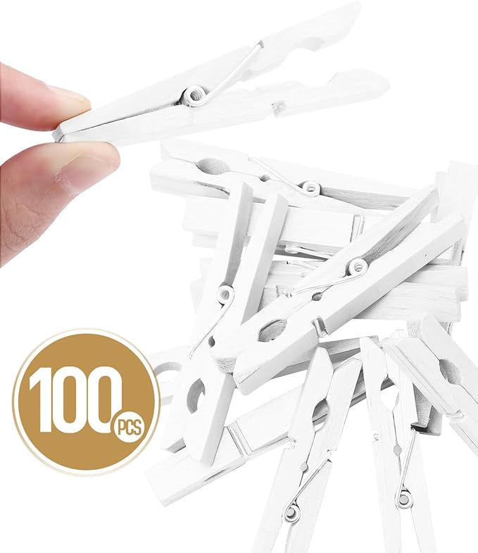 100 Pack White Clothespins 2.9 Inch, Heavy-Duty Wood Rust-Resistant Clothes Pins - Image 7