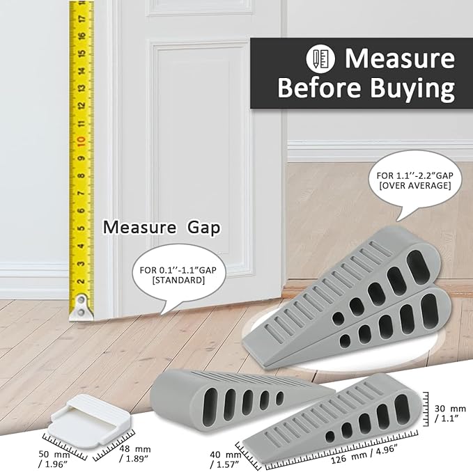 JQK Rubber Door Stopper Wedge, Wooden Floor, DSB61-GY-P4 - Image 2
