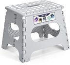 Delxo Folding Step Stool, 11 inch Non-Slip Foldable Stools for Kids & Adults Up to 300 LBS, Step Stool with Handle, Lightweight for Kitchen, Bathroom, Bedroom, Garden, Grey, 1PC by Delxo