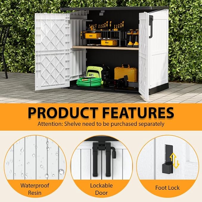 LHBcraft Outdoor Storage Cabinet 36 Cu Ft with Lockable Doors, Waterproof Outdoor Storage Box for Patios,Portable Horizontal Resin Storage Shed, Easy to Assemble - Image 2