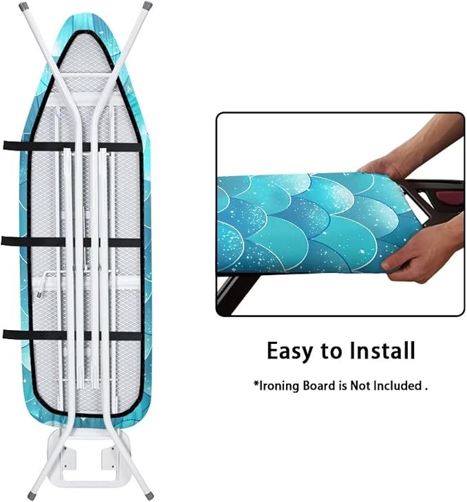Mermaid Thick Padding Ironing Board Covers Durable Stain Resistant Hook and - Image 4