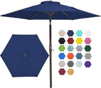 JEAREY 7.5FT Patio Umbrella Outdoor Table Umbrella with 6 Sturdy Ribs, Push Button Tilt & Easy Crank Table Umbrella for Garden, Deck, Backyard & Pool, Deep Blue by JEAREYOutdoorsCollection