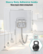 10 Pack Hold 44lb, Hooks for Hanging, Waterproof Adhesive Wall Hooks, Large - Image 6