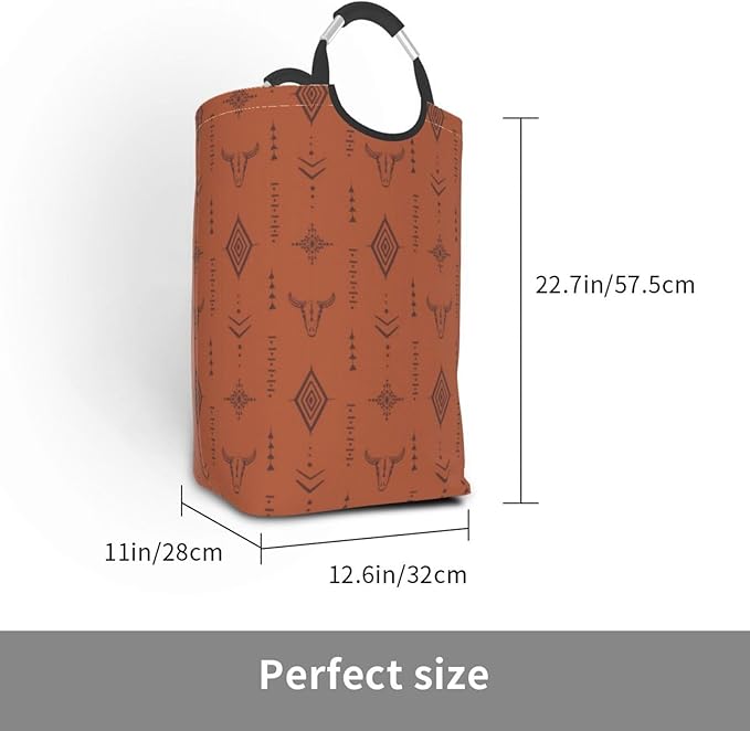 Western Boho Brown Foldable Collapsible Laundry Basket - Image 3
