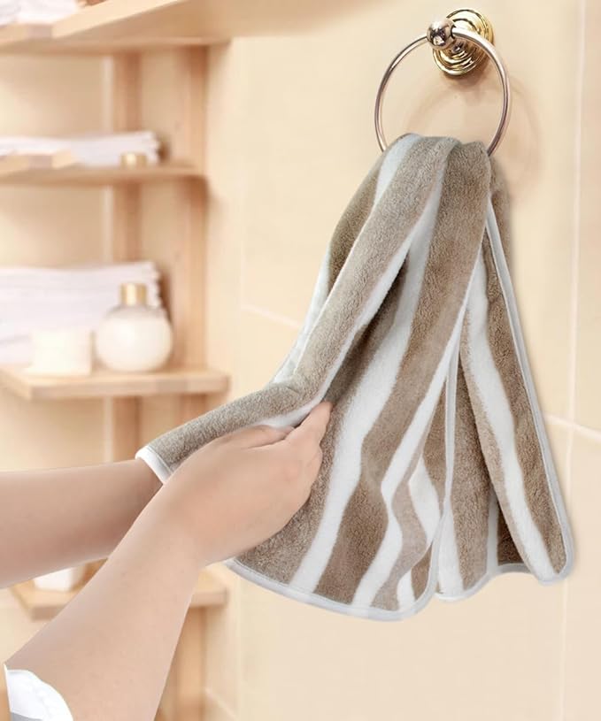 KinHwa Microfiber Hand Towels for Bathroom Soft and Absorbent Face Towels Brown - Image 6