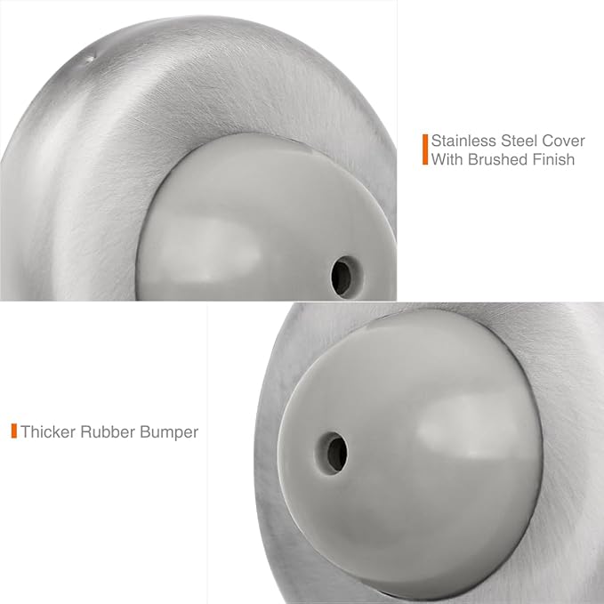 2 Pack Convex Wall Door Bumper Stop Brushed Satin Nickel – 2-1/2” Outside - Image 3
