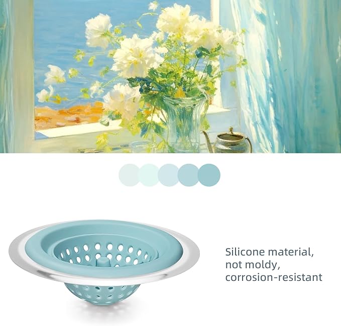 2 PCS Kitchen Stainless Silicone Sink Strainer, 4.5 inch Diameter… - Image 4
