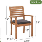 OC Orange-Casual Stackable Patio Dining Chairs Set of 6, Outdoor Acacia Wooden Chairs w/Armrest & Removeable Fabric Cushion, for Porch, Backyard, Garden, Indoor, Dark Grey - Image 3