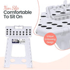 Delxo 16 Inch Folding Step Stool, White Step Stools for Kids Foldable,Portable Collapsible Step Stool with Handle, Folding Stool for Kitchen Bathroom,Bedroom,Garden - Image 3
