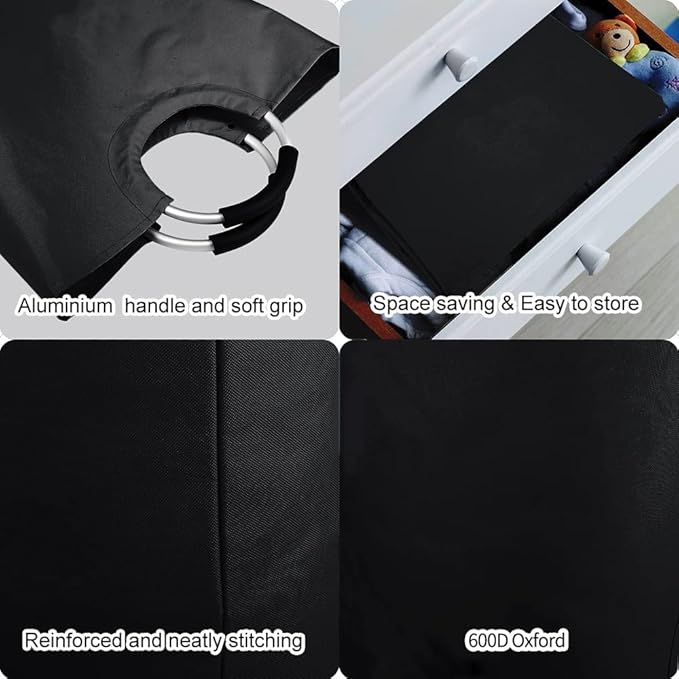 WOOHA 95L Large laundry baskets, Tall Clothes Baskets Folding Washing Bin - Image 5