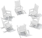 SERWALL HDPE Outdoor Rocking Chair Set of 6, Patio Rocking Chairs for Adults, All Weather Outdoor Rockers for Lawn, White by SERWALL