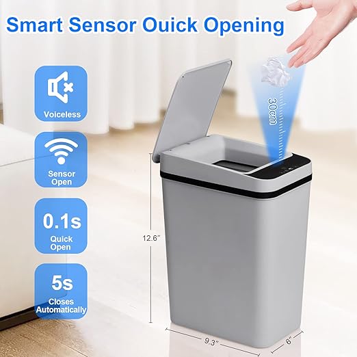 Smart Touchless Bathroom Trash Can 2.2 Gallon Automatic Motion Sensor Rubbish - Image 4