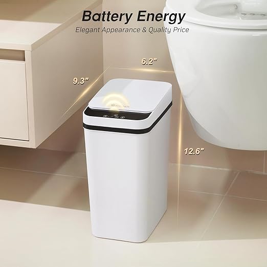 Bathroom Garbage Can with Lid, 2.6 Gallon Diaper Trash Can, Automatic Trash - Image 3