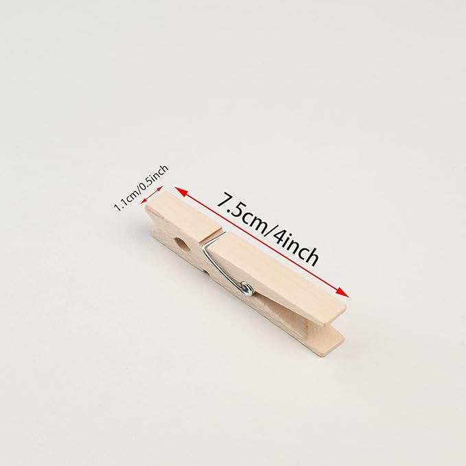 Wooden Clothes Pins, Natural Wood, 50 Pack, 3 Inch, Wooden Rust Resistant - Image 3