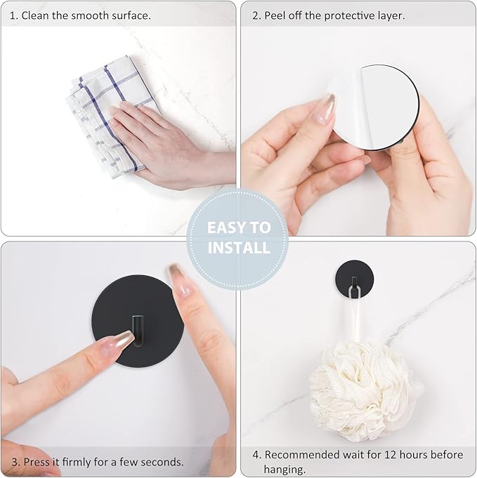 VIS'V Adhesive Hooks, Small Metal Shower Wall Stick on Hooks, Waterproof - Image 6