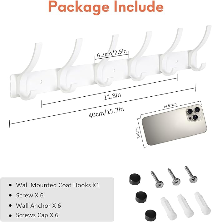 Coat Rack Wall Mount, Coat Hook Wall Mount, Wall Hooks - Image 2