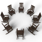 Oversized Rocking Chair Set of 8, Outdoor Rocking Chair for Adults, All Weather Resistant Porch Rocker for Lawn Garden, Brown by THOEOE
