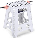 Delxo 16 Inch Folding Step Stool, White Step Stools for Kids Foldable,Portable Collapsible Step Stool with Handle, Folding Stool for Kitchen Bathroom,Bedroom,Garden by Delxo