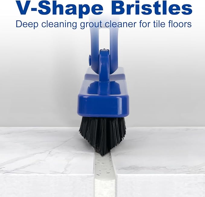 CELOX Grout Brush with Long Handle V-Shape Grout Line Scrubber with Stiff - Image 3