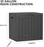 33 Gallon Outdoor Deck Box, Lockable Waterproof Outdoor Storage Boxes For Garden Tools,Indoor Cushions,Accessories Outside Storage Resin Weatherproof Container(Black) - Image 4
