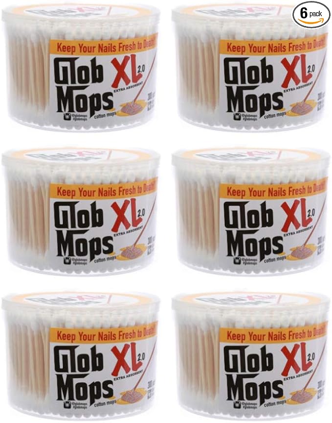 Glob Mops XL 2.0 Cotton Swabs 6-Pack Bundle | Extra Absorbent | Eco-Friendly | by Glob+Mops