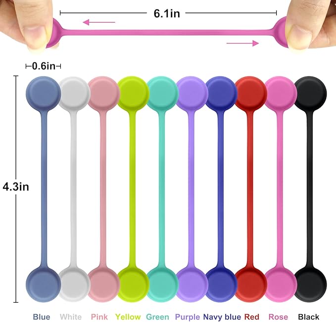 Motiloo Reusable Magnetic Cable Ties, Silicone Magnet Twist Tie - Image 6