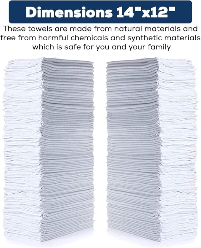 Simpli-Magic Cotton Shop Towels 14"x12" – White Reusable Cleaning Shop Rags - Image 2