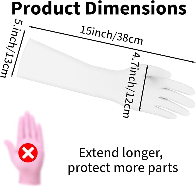 Long Sleeves Durable Disposable Nitrile White Gloves 15inches, Household - Image 7