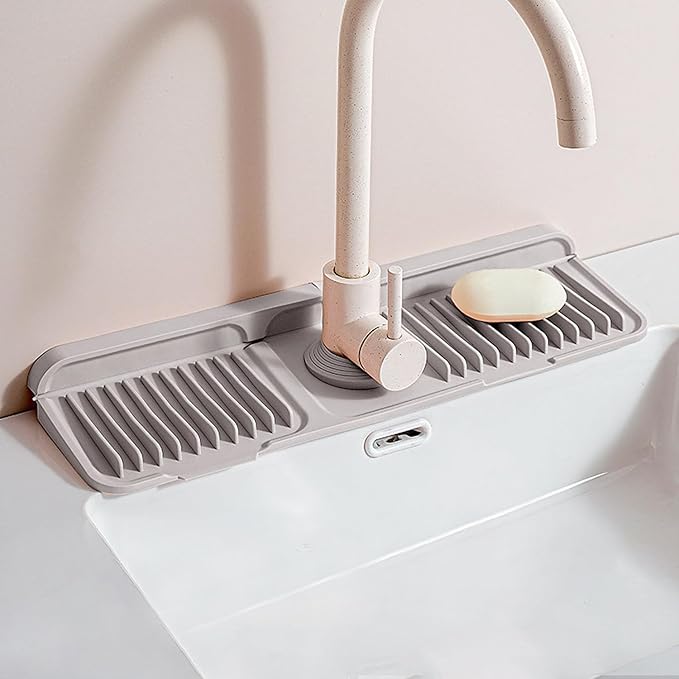 Longer Silicone Faucet Mat for Kitchen Sink – Button Style Faucet Drip Catcher by Unknown
