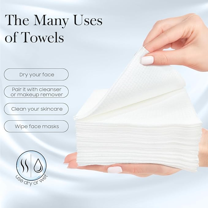 4 Pack of 50 count XL Disposable Face Towels 10” x 12”, 100% Viscose Fibre - Image 7