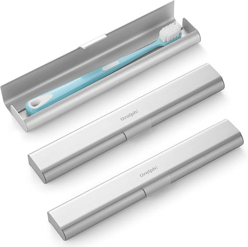 2 Pack Aluminum Toothbrush Travel Case, Portable Travel Toothbrush Holder by Oralphi