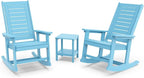 GREENVINES Outdoor Rocking Chair Set | 3-Piece | 2 Rocking Chairs with 1 Side Table | Porch Rocker | HDPE Plastic | Arctic | Patio Furniture Sets | High Back | Big & Tall | Ladder Back by GreenVines