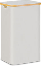 100L Laundry Hamper with Lid, Lagre Basket with Bamboo Handles, Foldable by Merkisa