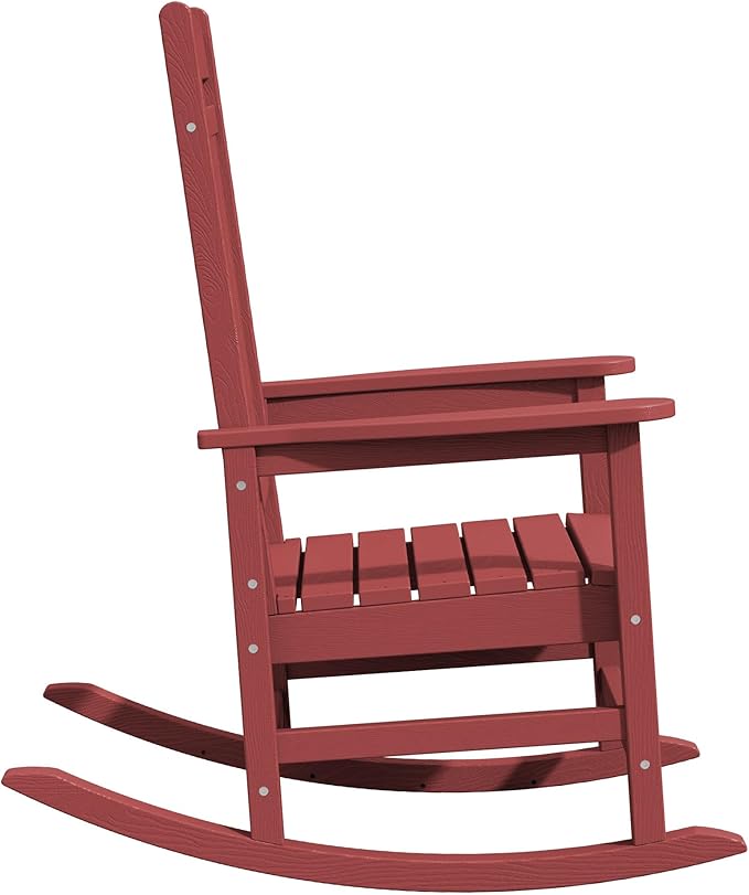 KINGYES Outdoor Rocking Chair Set of 2, High Density Polyethylene Patio Rocking Chairs with 330lbs Support for Adults, Dark Red - Image 11