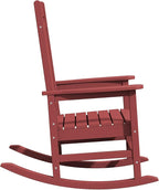 KINGYES HDPE Outdoor Rocking Chair Set of 4, All-Weather Poly Patio Rocking Chairs with 330lbs Support for Adults, Dark Red - Image 10