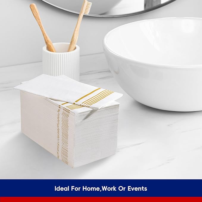 200 Pack Paper Napkins Guest Towels Disposable Premium Quality 3-ply Dinner - Image 4