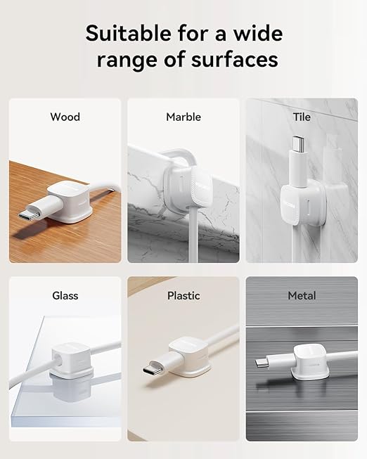6-Pack Magnetic Cable Clips, Rocoren Smooth Adjustable Adhesive Cord Organizer - Image 8