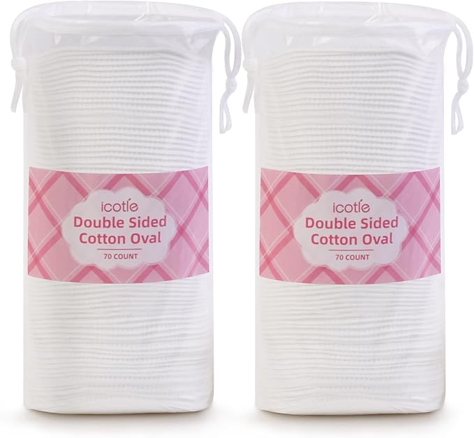 Large Oval Cotton Pads, 3-Layer Dual Textured Design, Ultra-Soft Cotton Ovals by icotle