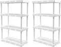 Gracious Living 2 Pack Light Duty Storage Shelves, Knect-A-Shelf 4-Shelf Ventilated Shelving Rack Organizer for Home, Garage, Basement & Laundry, White by GraciousLiving