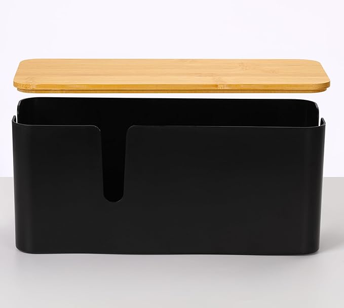 ZhiYo Bamboo Lid Cord Organizer Box, Safe ABS Cable Management Box - Image 5