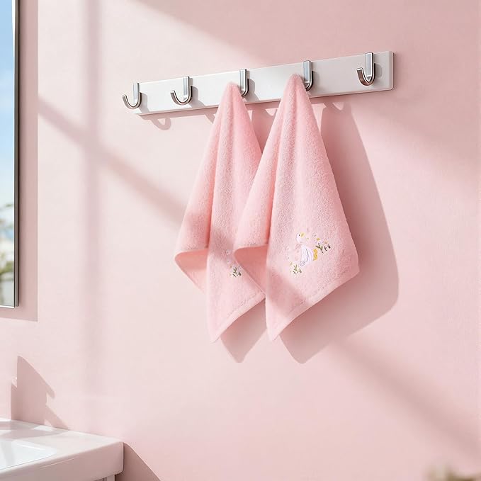 2 Pcs Silly Goose Hand Towels Blush Pink Bathroom Decor 14x29 Inch Embroidered - Image 5