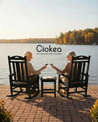 Ciokea Oversized Outdoor Rocking Chairs Set of 2, 380lbs Heavy-Duty Large Patio Rocker, High Back Cozy Porch Chairs, Weather Resistant Patio Rocking Chairs for Outside, Fire Pit, Deck, Black - Image 4